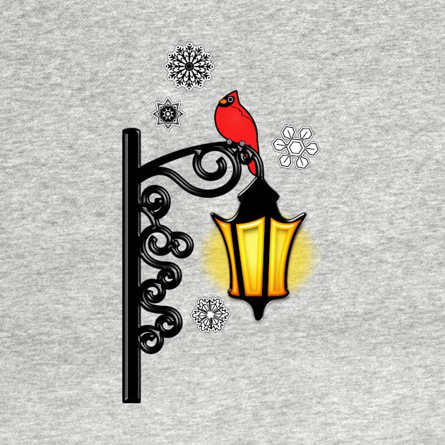 Winter Wonderland Cardinal on Lamp Post by PenguinCornerStore